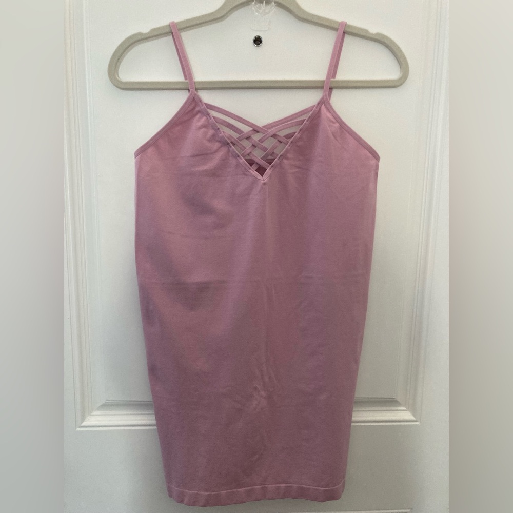 Zenana Plus Women’s Criss Cross V-neck Front Camisole Tank Mauve Size 1X/2X